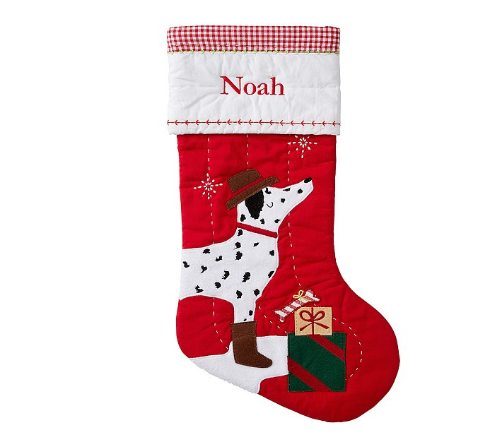 Dalmatian with Hat Quilted Christmas Stocking | Pottery Barn Kids