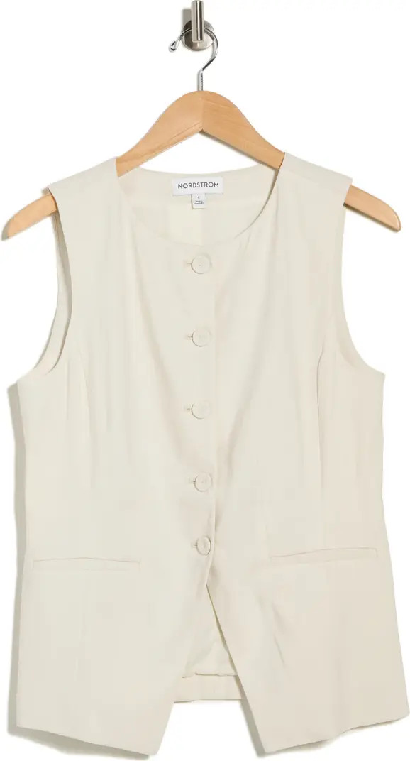Nordstrom Collarless Cutaway Linen Blend Vest | Nordstromrack | Nordstrom Rack