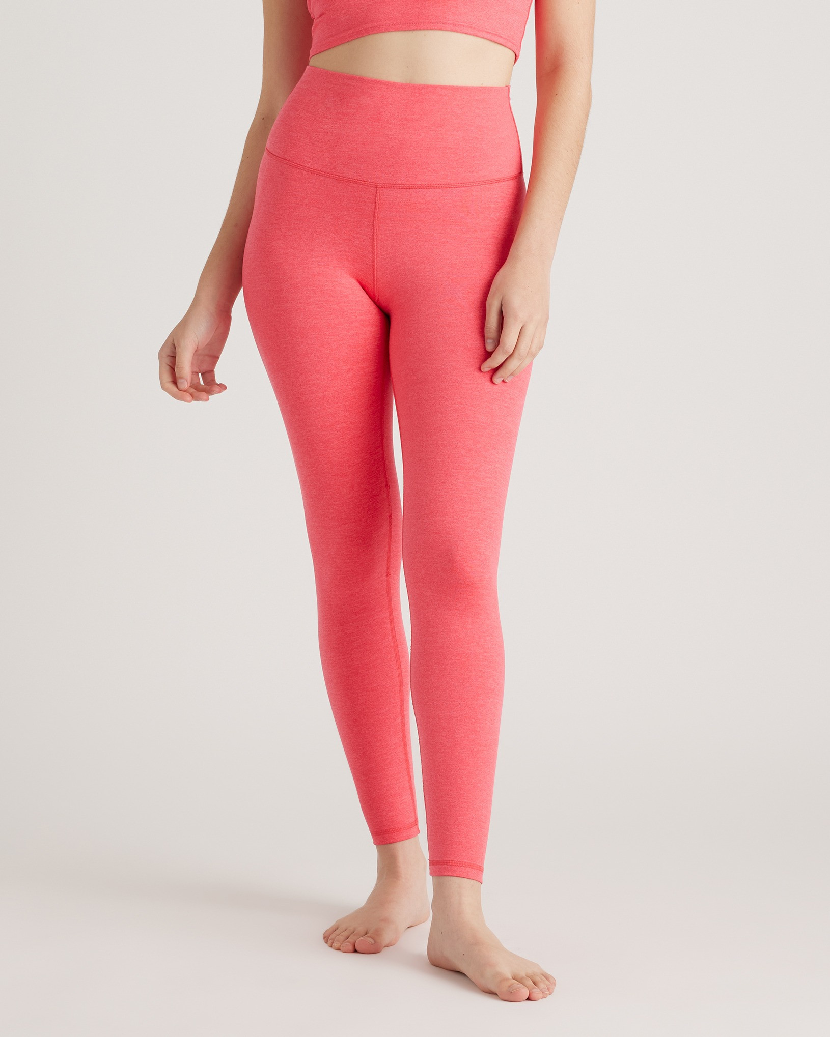 Quince | Women's Ultra-Soft High-Rise Legging in Heather Coral, Size Medium, Recycled Polyester | Quince