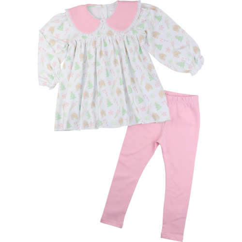 Pink Christmas Tree And Candy Knit Legging Set | Cecil and Lou
