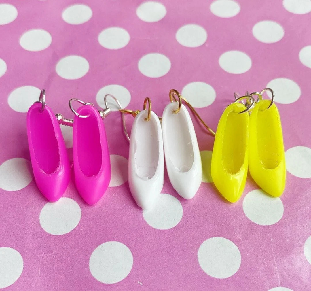 Cute High Heeled Shoes Earrings in Yellow Pink or White Hook Stud or Clip On - Etsy | Etsy (US)