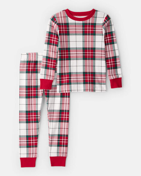 Toddler Plaid Print 100% Cotton Long-Sleeve Snug Fit 2-Piece Pajamas - Red/Green | Carter's Inc