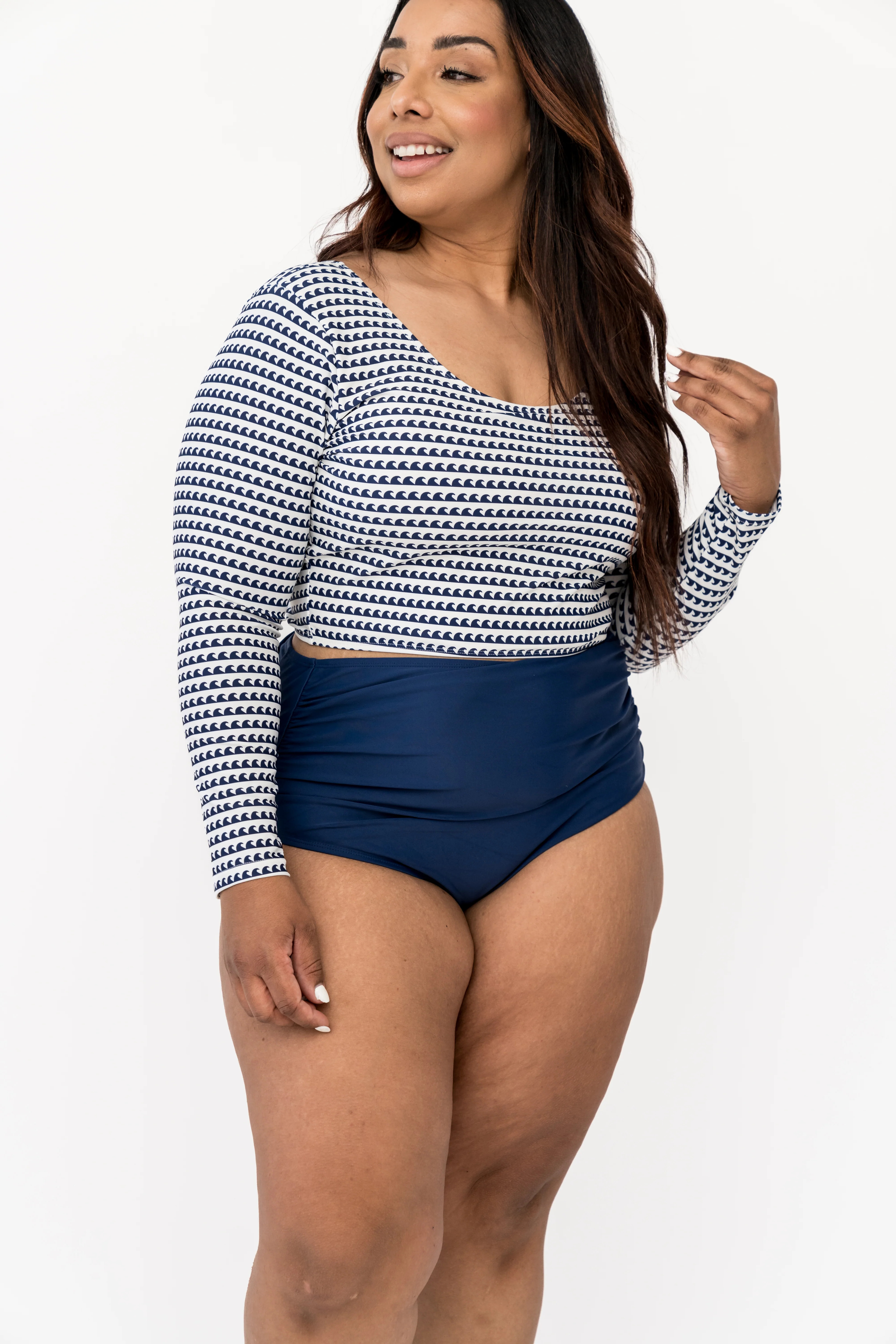 High Rise Barefoot Bottom | Navy | Coral Reef Swim