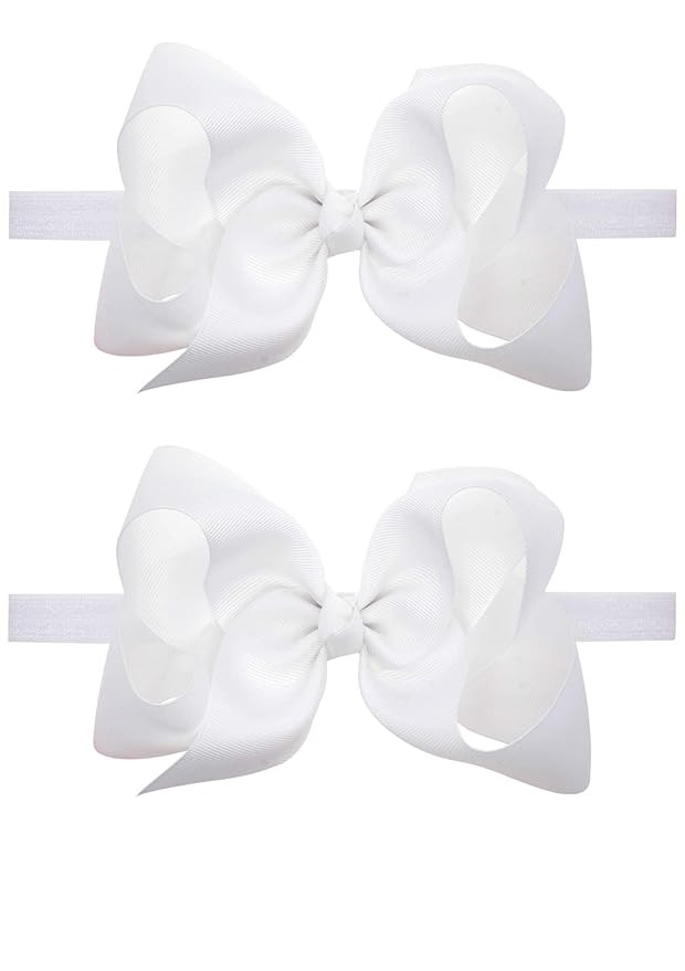 2Pcs Baby Girl Infant Large Hair Bow Headband Toddler Hair Band Accessories | Amazon (US)