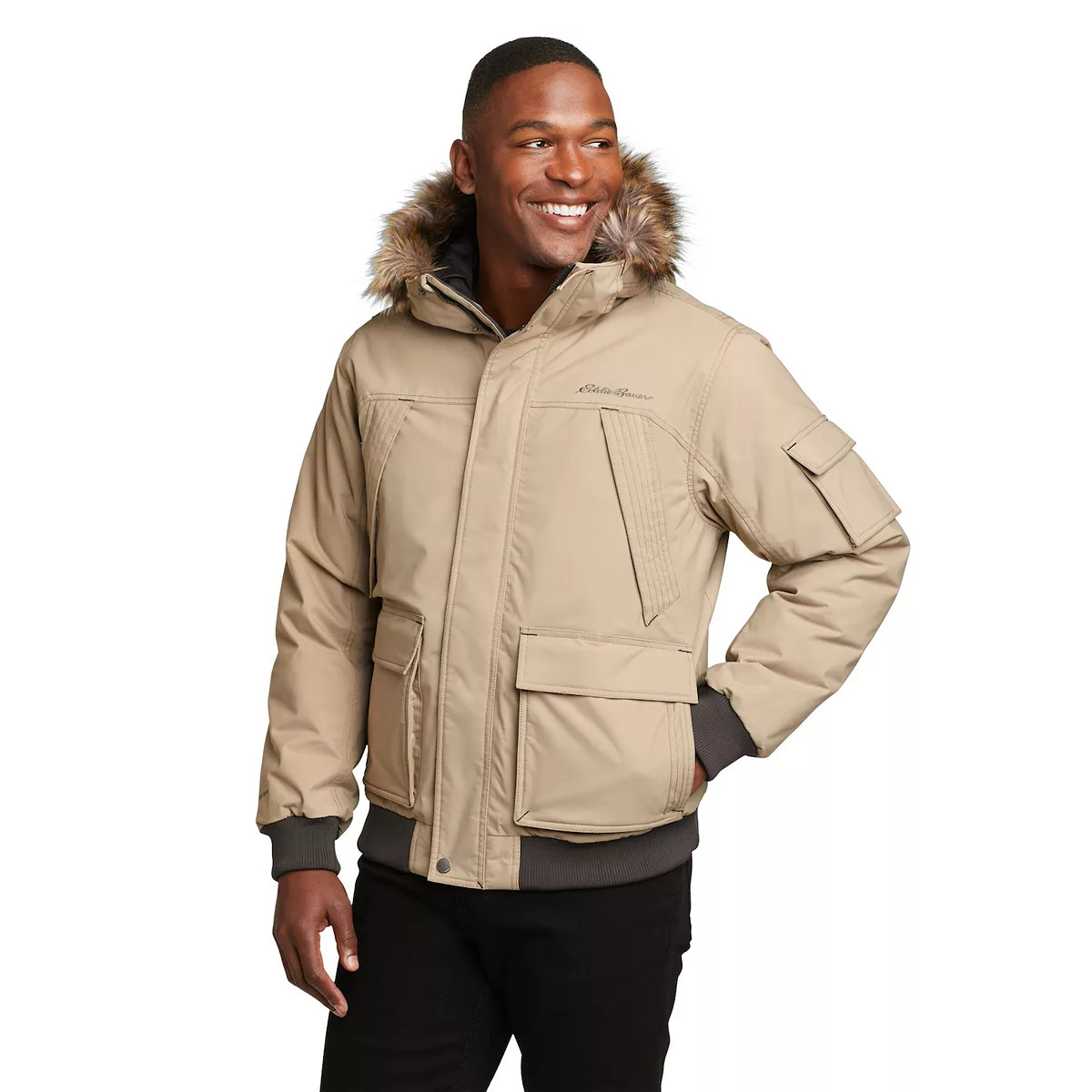 Men's Eddie Bauer Superior Bomber Jacket With Faux Fur Trim Hood | Kohl's