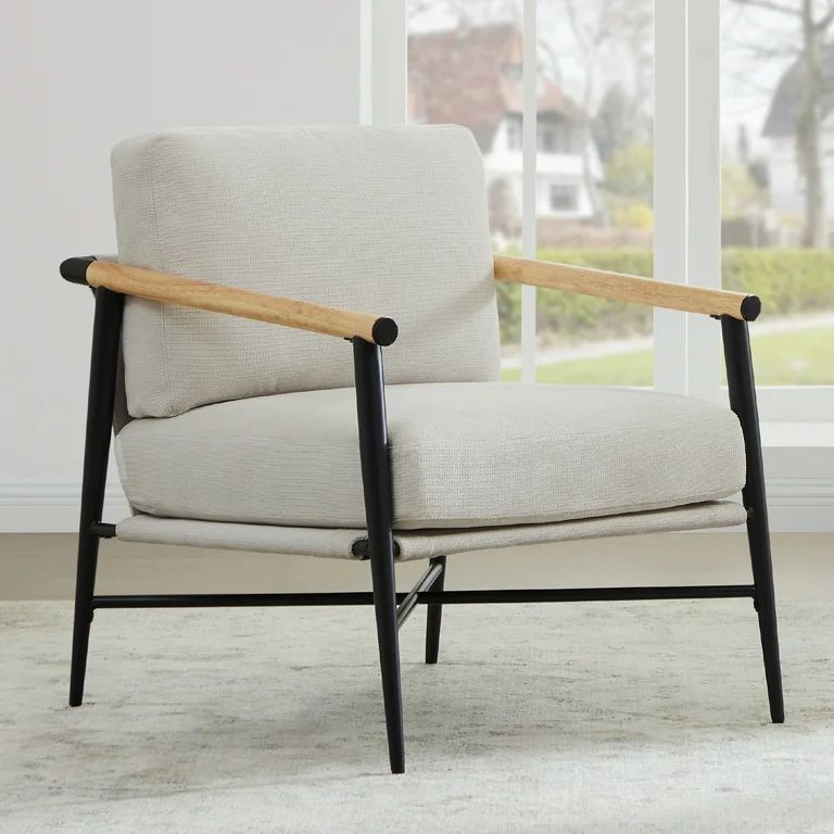 CHITA Mid Century Modern Accent Chair, Lounge Chair with Wood&Metal, Comfy Upholstered Arm Chairs... | Walmart (US)