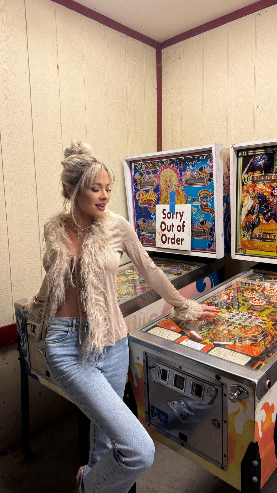 Lainey Wilson concert outfit ✨ this look is giving 90s Pamela Anderson meets modern country glam 🤠💋 fur-trim top, bootcut jeans, a clear concert purse, and Lainey Wilson’s necklace from her jewelry line 💎 my jeans are from forever 21, but i found a similar style on Garage.  the perfect fall concert outfit or country music date-night look. love how this outfit mixes retro playboy bunny energy with cozy fall neutrals 🍂🤎

#LTKfashion #LTKfallfashion #LTKoutfitinspo #LTKshopthelook #LTKconcertoutfit #LTKstyle #LTKtrending #LTKunder50 #LTKunder100 #LTKfallstyle #LTKdenim 

#LTKFindsUnder100 #LTKFindsUnder50 #LTKSeasonal