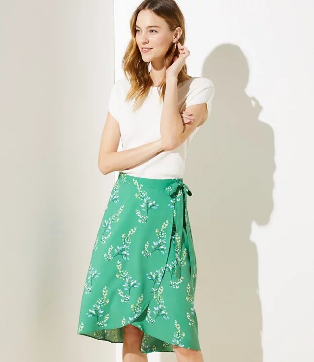 Flower Branch Wrap Skirt | LOFT