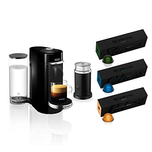 Nespresso VertuoPlus Deluxe Coffee and Espresso Maker Bundle with Aeroccino Milk Frother by De'Longhi, Black with Vertuoline Variety Pack Coffees included | Amazon (US)