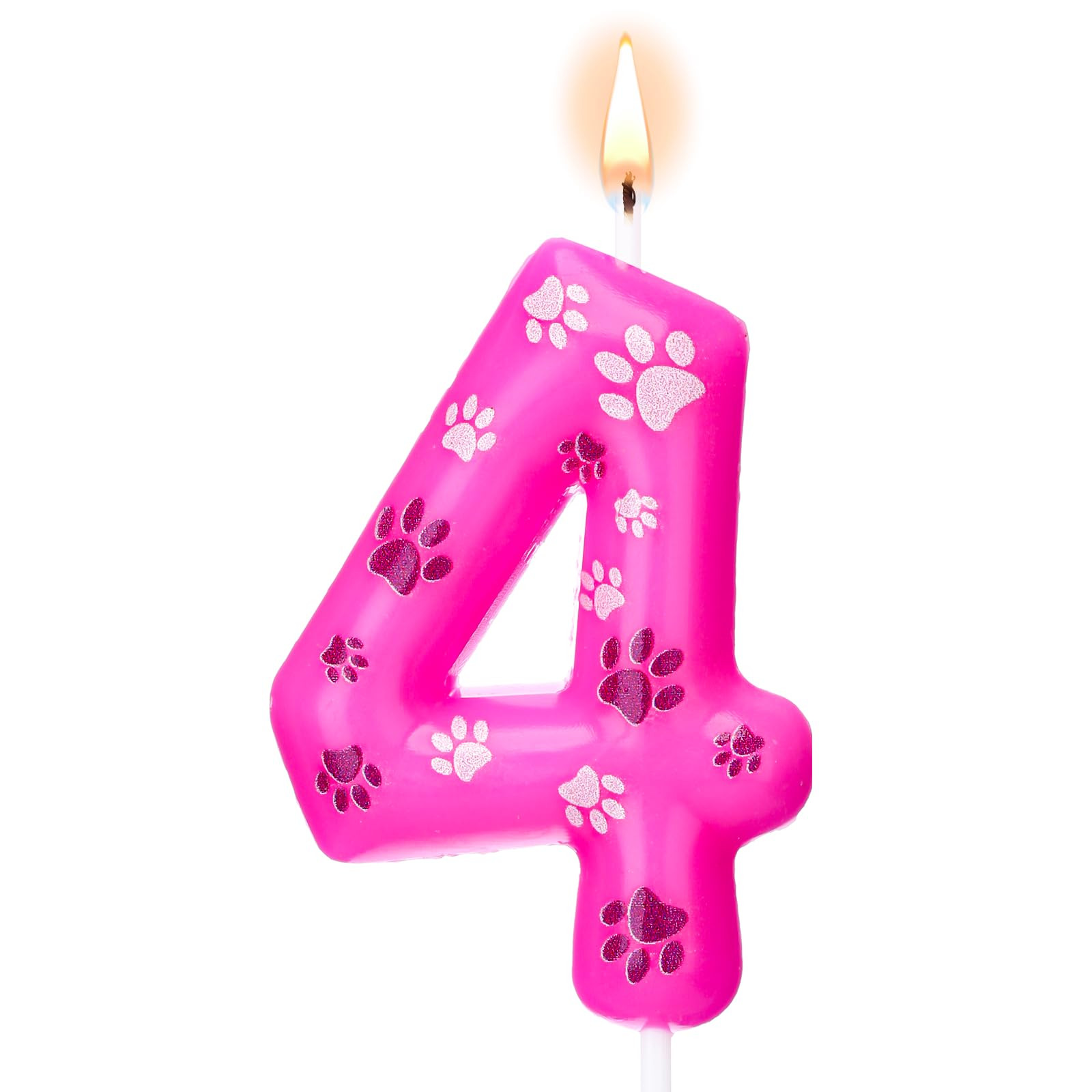 Number 4 Dog Paw Birthday Candles Toppers Candles Rose Red, Pink, Purple Numeral Birthday Cake To... | Amazon (US)