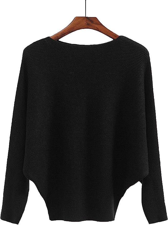 EDSTAR Women Dolman Batwing Sleeves Knitted Sweaters Winter Boat Neck Pullovers Tops | Amazon (US)