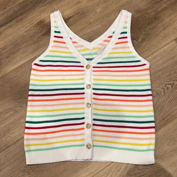 LOFT RAINBOW BUTTON DOWN SWEATER VEST WOVEN SIZE S BRAND NEW With Tags 🌈 | Poshmark
