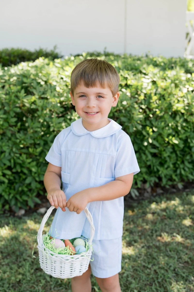 Andrew Short Set - Baker Blue Minigingham | Lullaby Set