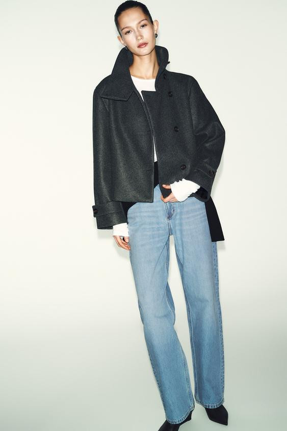 SHORT COAT WITH HIGH COLLAR | Zara UK