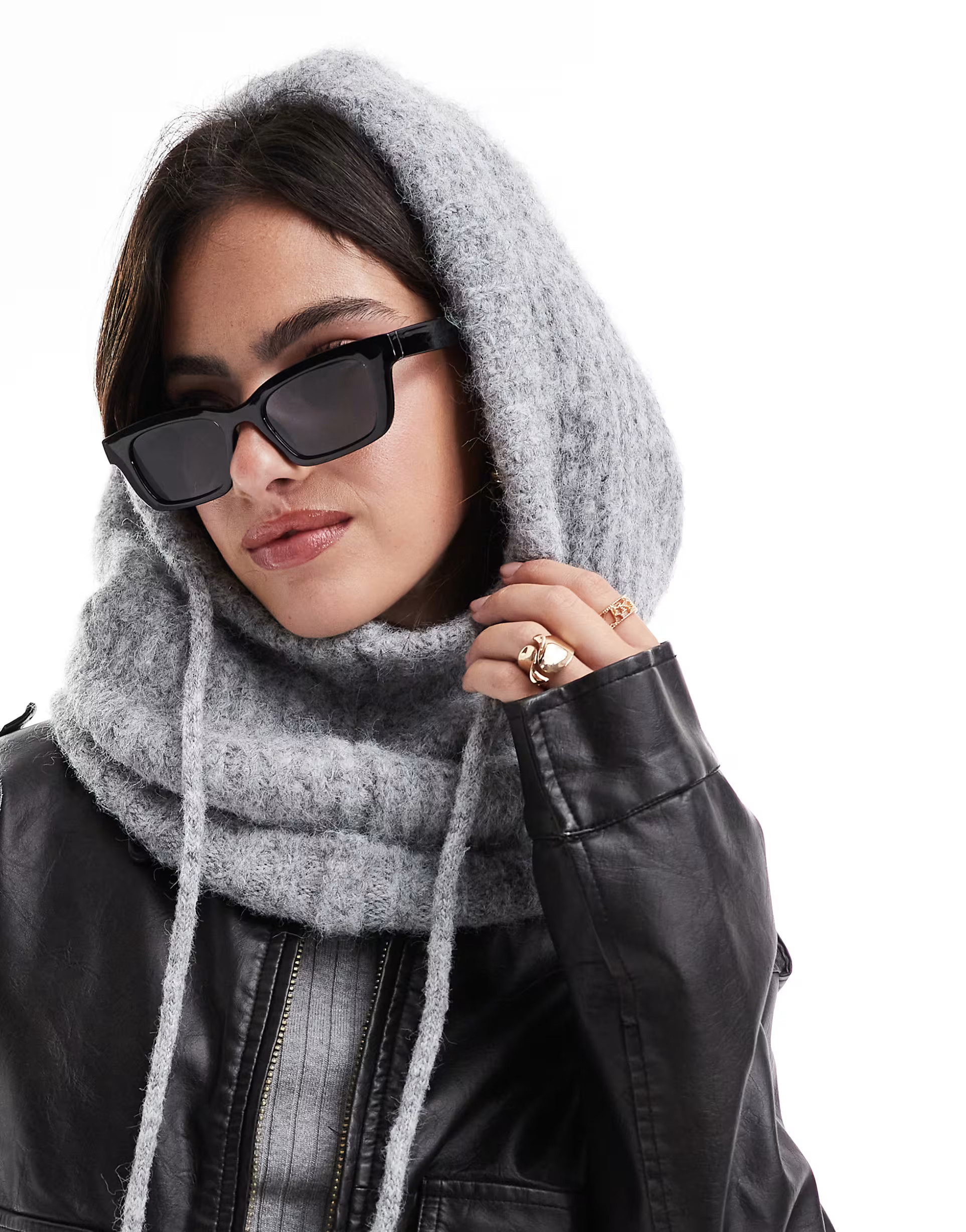 Pieces oversized balaclava snood in light gray melange | ASOS (Global)