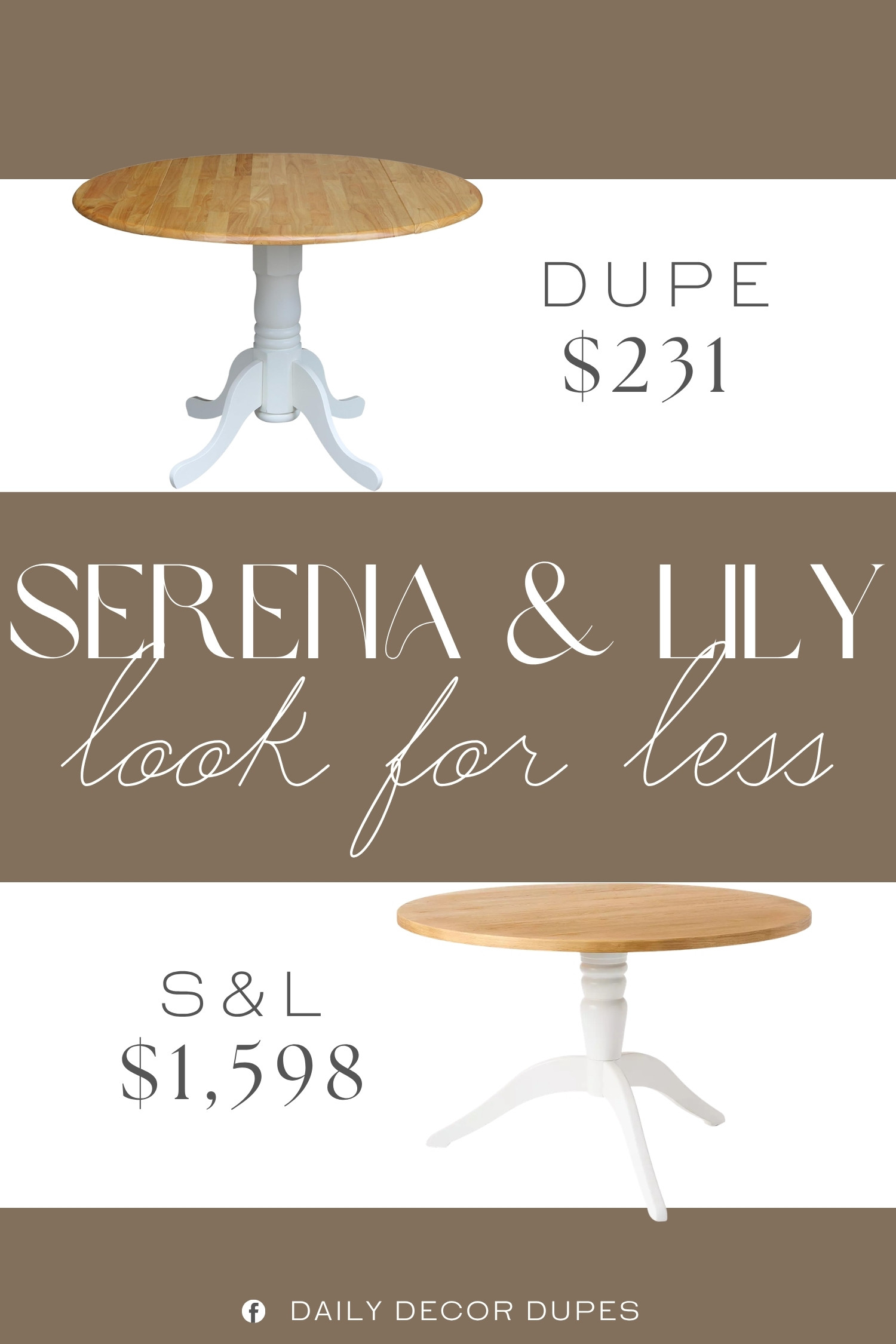 Serena & Lily’s The Kitchen Table features a smooth round top and sculptural tripod base, creating an inviting centerpiece for breakfast nooks, dinettes, and casual dining spaces. Crafted with solid American oak and designed with adjustable levelers, the table balances natural character with everyday practicality. The round silhouette also makes it easy to create a cozy setup with upholstered, cane, or classic wood dining chairs. A more approachable alternative brings that relaxed, elevated kitchen table aesthetic into the home without the $1,198 current price of the Serena & Lily version.

Home more affordable option find similar look for less budget friendly affordable cheap cheaper beautiful pretty. Clearance sale coupon code discount code promo code luxury Inspo inspiration inspired by idea ideas Love like these? I share multiple every day in my FB group.
#SerenaAndLilyInspired #KitchenTable #RoundDiningTable #RoundKitchenTable #OakDiningTable #WoodDiningTable #BreakfastNook #KitchenNookDecor #FurnitureFinds 

 #LTKHome