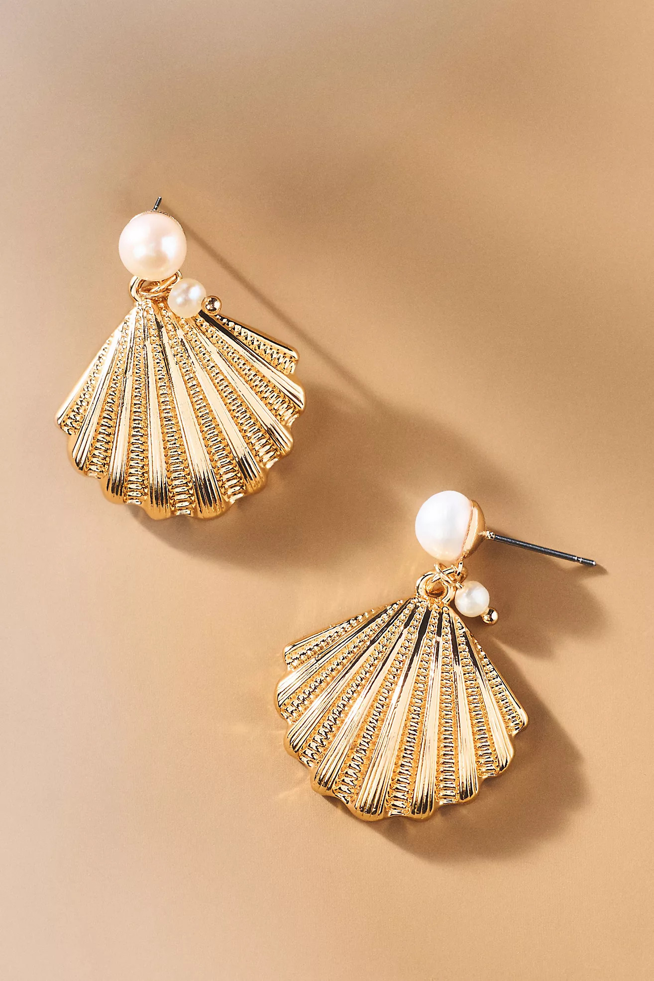 Ettika Scalloped Shell Pearl Drop Earrings | Anthropologie (US)