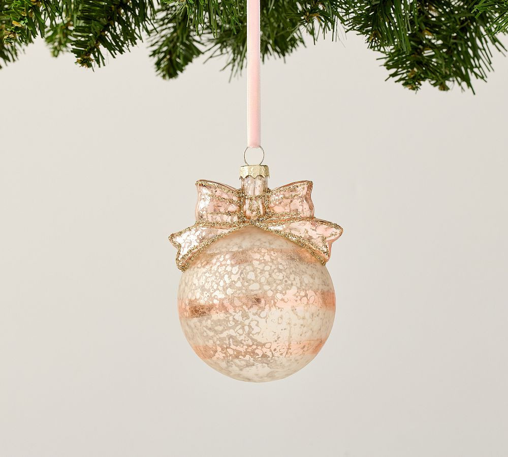 LoveShackFancy Striped Bow Mercury Ornament | Pottery Barn (US)