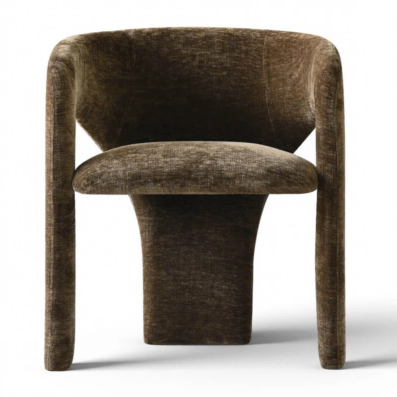 Modern Chenille Upholstered Dining Armchair with Curved Back | Wayfair North America