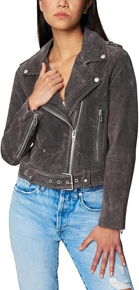 [BLANKNYC] Women's Luxury Clothing Cropped Suede Leather Motorcycle Jackets, Comfortable & Stylis... | Amazon (UK)