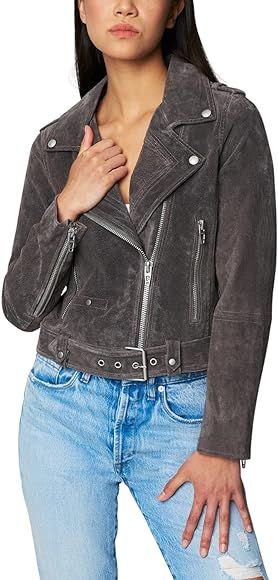 [BLANKNYC] Women's Luxury Clothing Cropped Suede Leather Motorcycle Jackets, Comfortable & Stylis... | Amazon (UK)