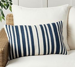 Classic Striped Handwoven Outdoor Lumbar Pillow | Pottery Barn (US)