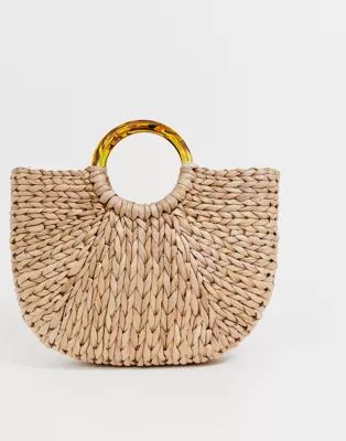 South Beach half moon straw bag with tortoiseshell handle | ASOS US