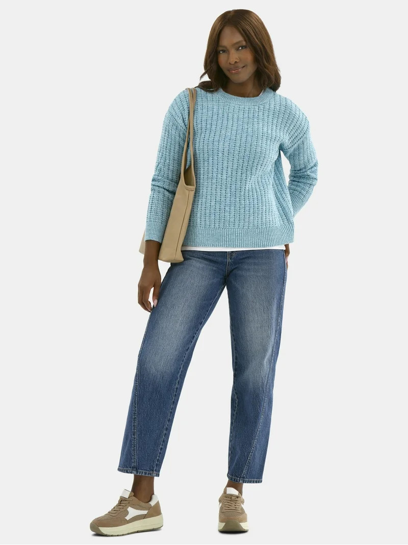 Time and Tru Women's and Women’s Plus Textured Stitch Sweater, Midweight, Sizes XS-4X | Walmart (US)
