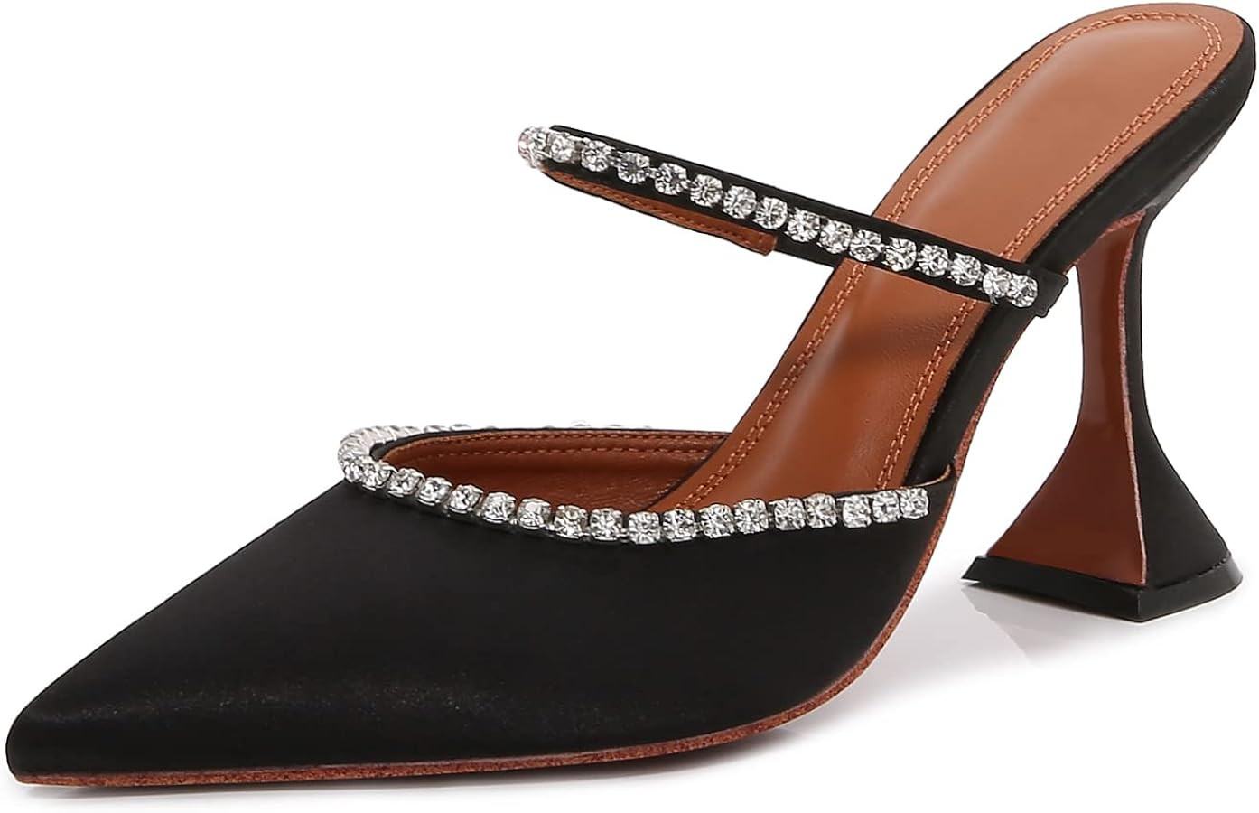 Vertundy Women's Mule Heels Rhinestones Strappy Stiletto Slide Pumps Slip On Sexy High Heels Sand... | Amazon (US)