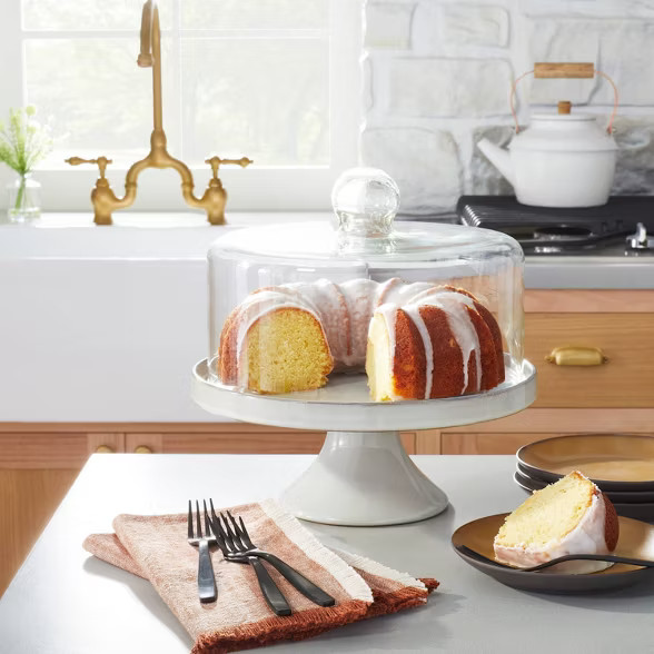 Stoneware & Glass Covered Cake Stand - Hearth & Hand™ with Magnolia | Target