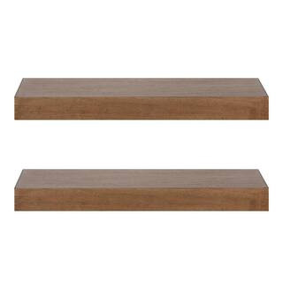 Kate and Laurel Havlock 8.00 in. x 24.00 in. Rustic Brown Wood Floating Decorative Wall Shelf Set... | The Home Depot