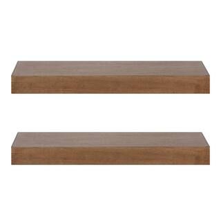 Kate and Laurel Havlock 8.00 in. x 24.00 in. Rustic Brown Wood Floating Decorative Wall Shelf Set... | The Home Depot