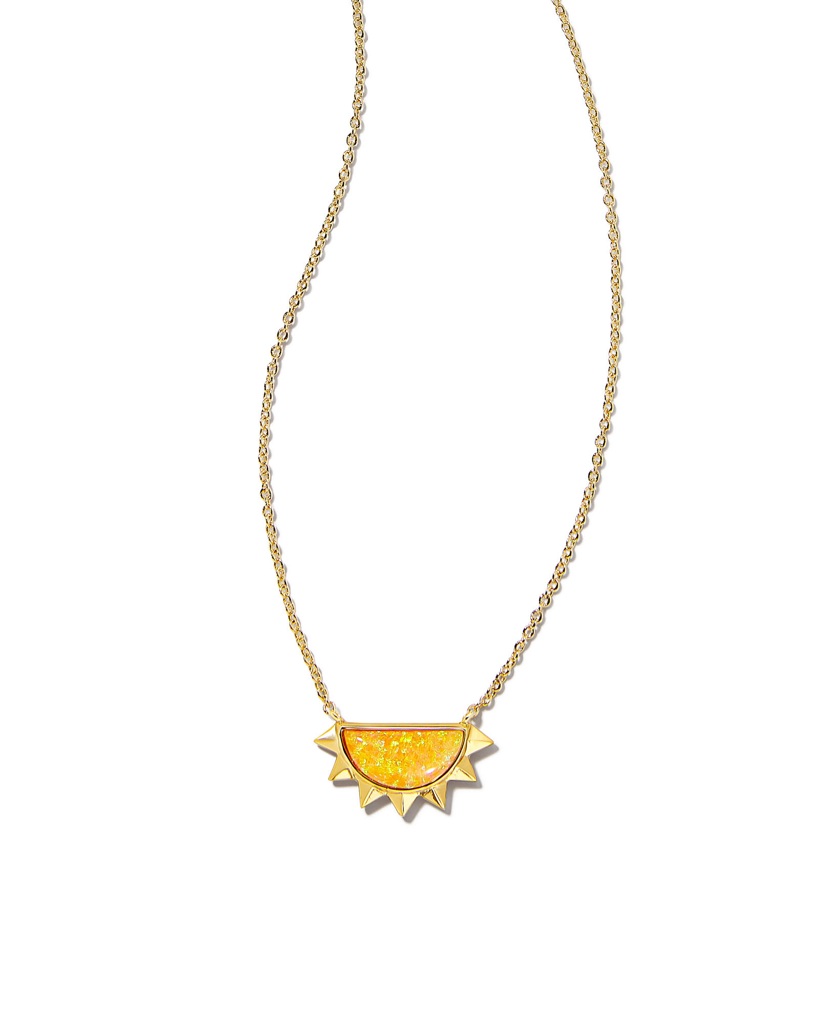 Sienna Gold Half Sun Pendant Necklace in Citrus Kyocera Opal | Kendra Scott | Kendra Scott
