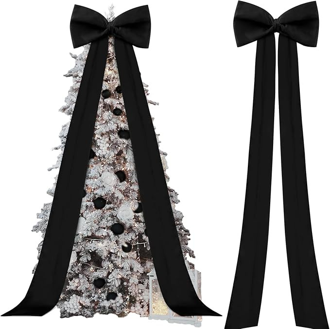 118x28 Inch Extra Large Christmas Tree Topper Bow Christmas Giant Satin Bow Decoration with Long ... | Amazon (US)