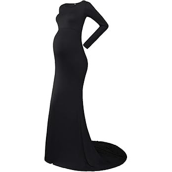 Maternity Elegant Fitted Photography Gown Long Sleeve Slim Fit Maxi Photography Floor Baby Shower... | Amazon (US)