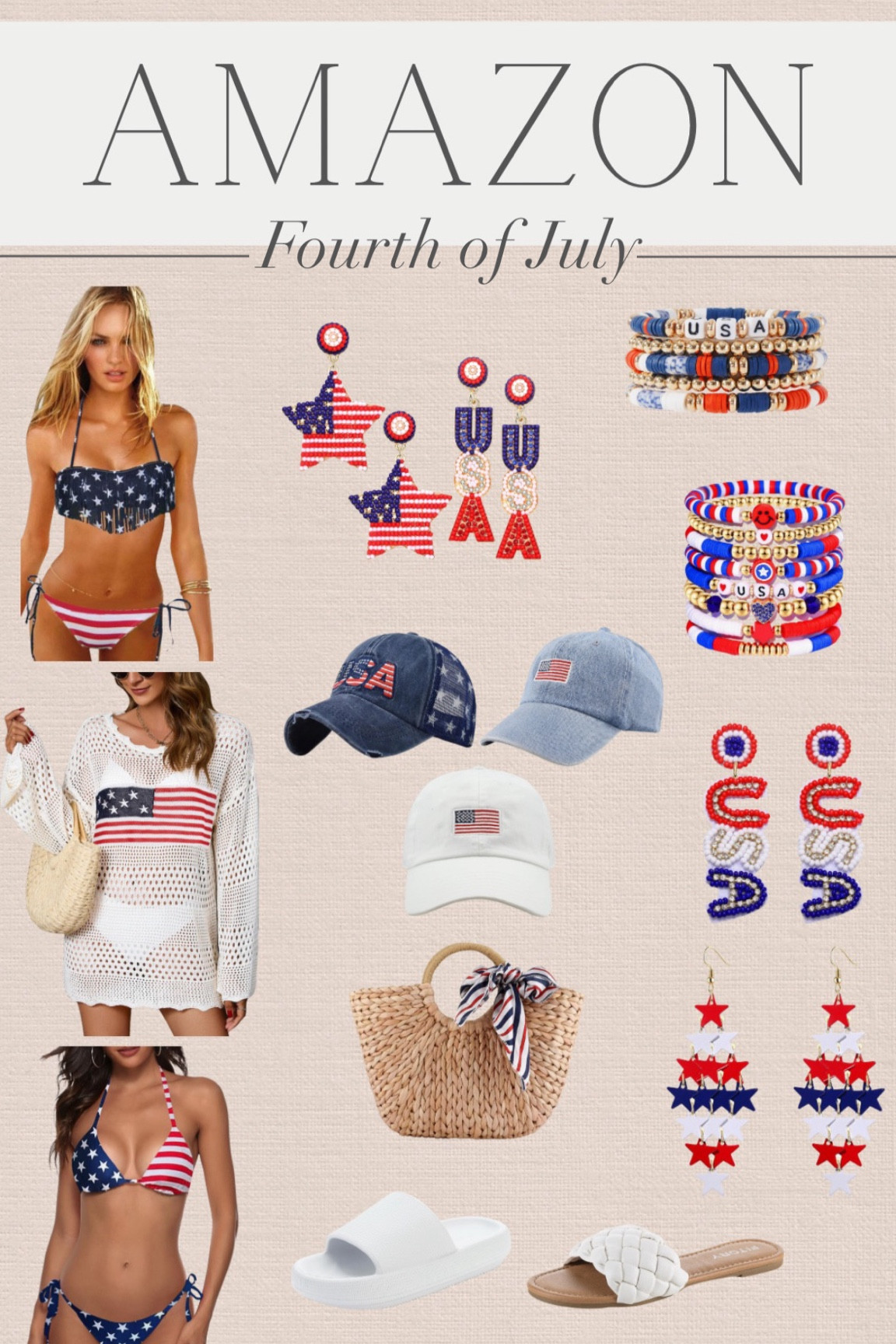 4th of July swimsuits, cover ups, hats, earrings, bracelets, and more!
#amazonfashion #fourthofjuly #usa #patriotic

#LTKSaleAlert #LTKSwim #LTKSeasonal