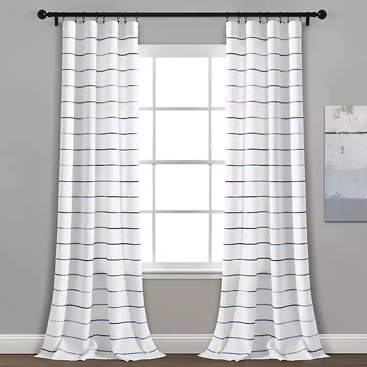 Navy Ombre Stripe Curtain Panel Set, 95 in. | Kirkland's Home