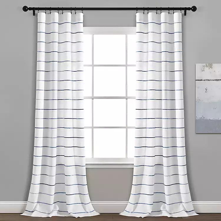 Navy Ombre Stripe Curtain Panel Set, 95 in. | Kirkland's Home