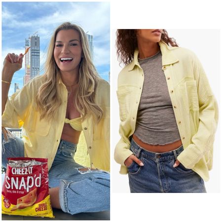 Lindsay Hubbard’s Yellow Button Down Shirt in her Cheez-Its Ad 📸 = @lindshubbs