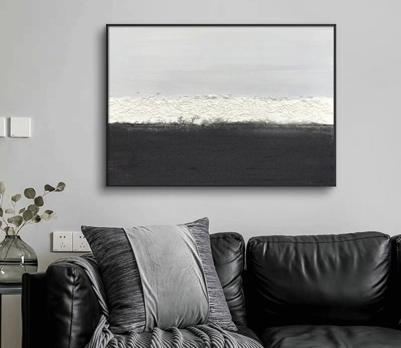 Original Black and White Canvas Wall Art, Extra Large Abstract Art, Modern Minimalist Oil Paintin... | Etsy (US)
