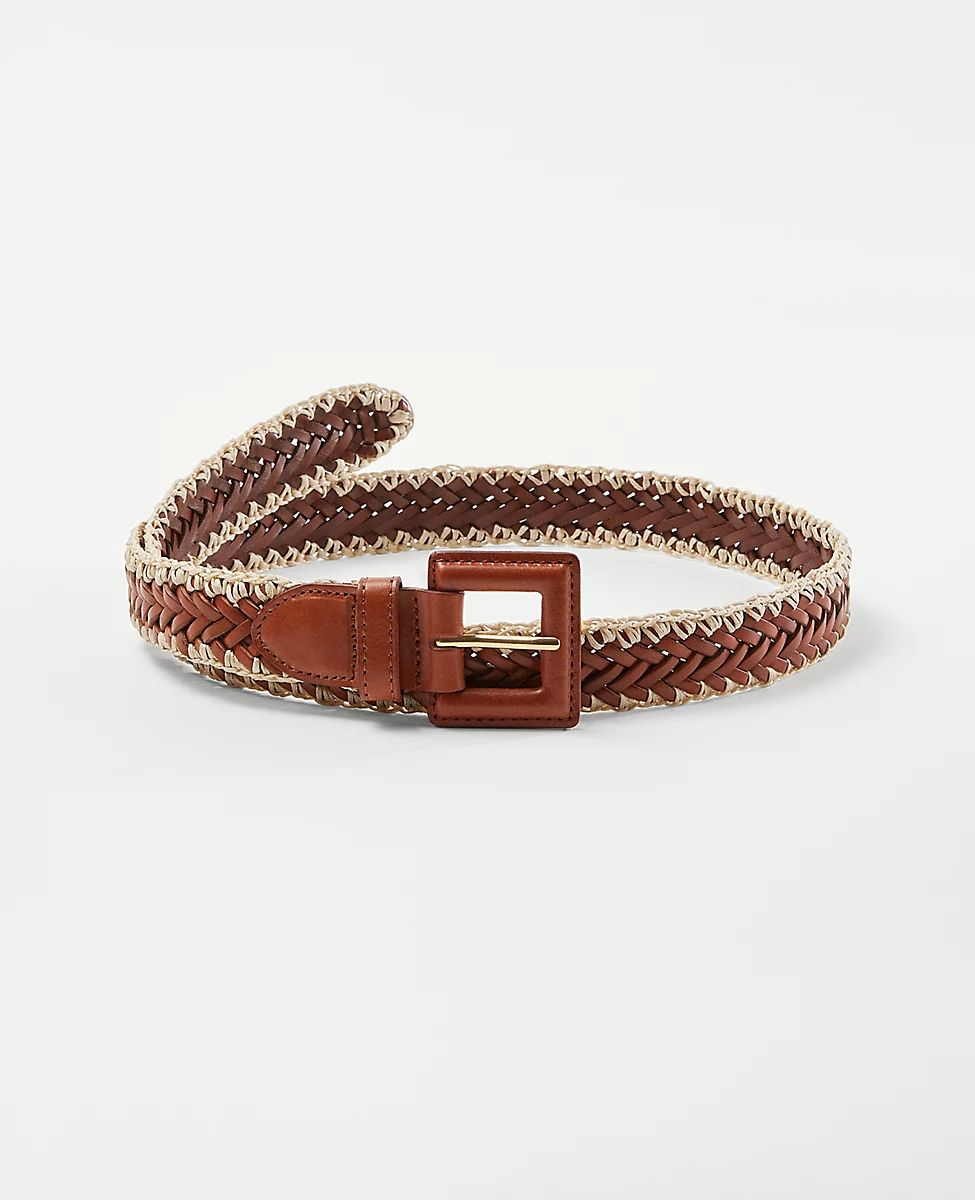 Stitched Braided Leather Belt | Ann Taylor (US)