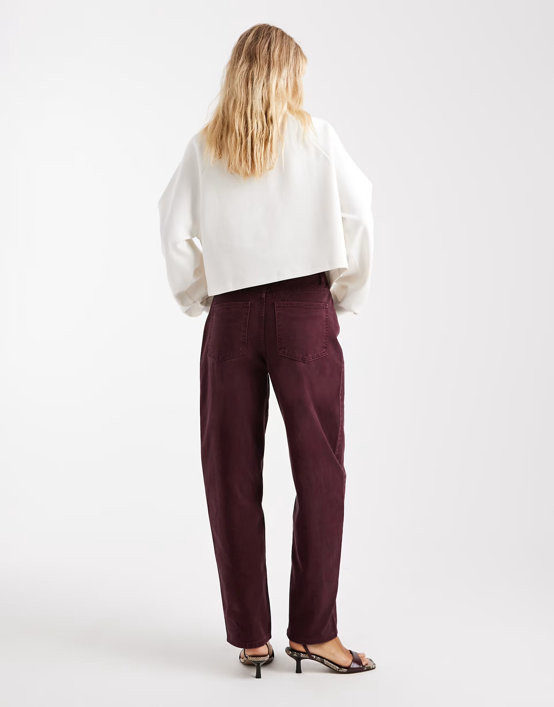 ASOS DESIGN slim barrel jeans in burgundy | ASOS | ASOS (Global)