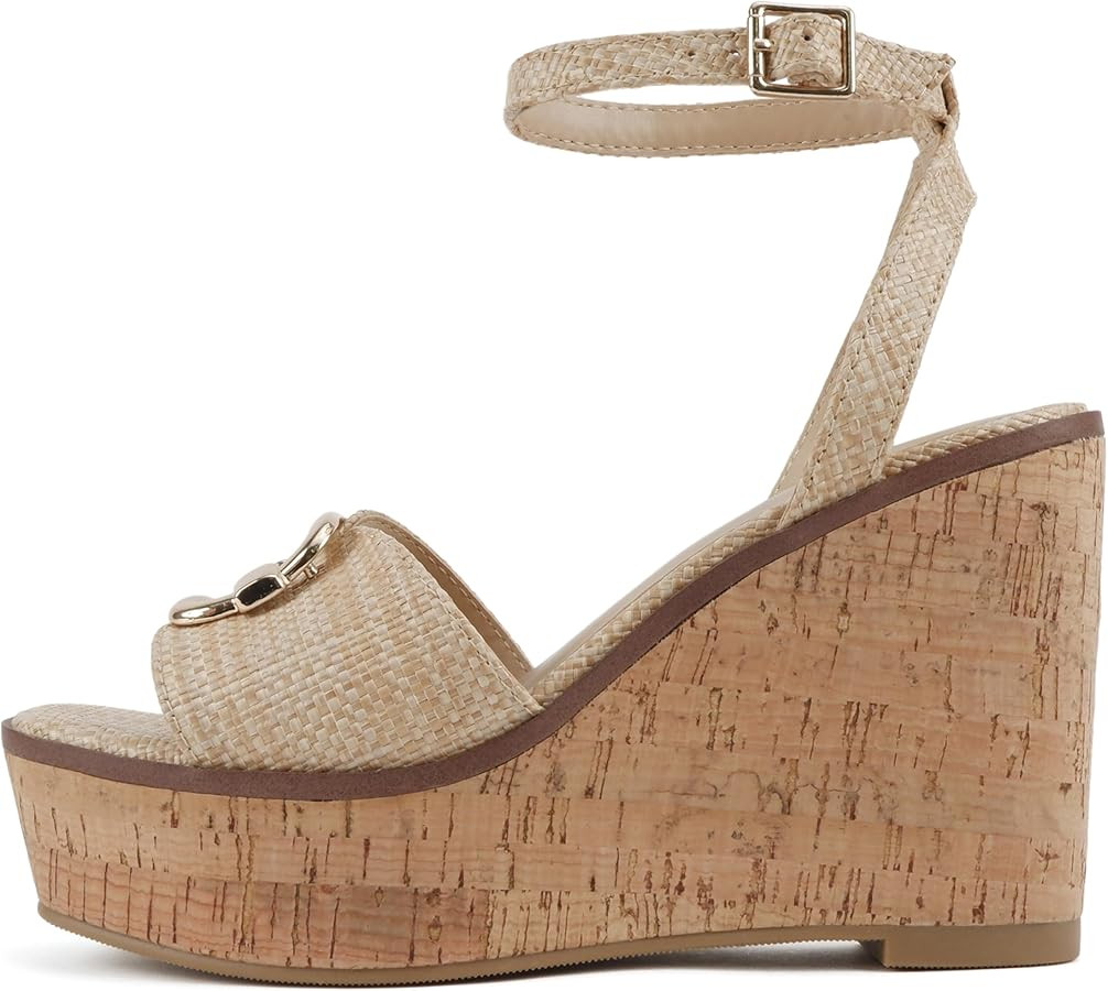 Soda “Teens” ~ Women Open Square Toe Single Band Wedge Sandal with Adjustable Ankle Strap | Amazon (US)