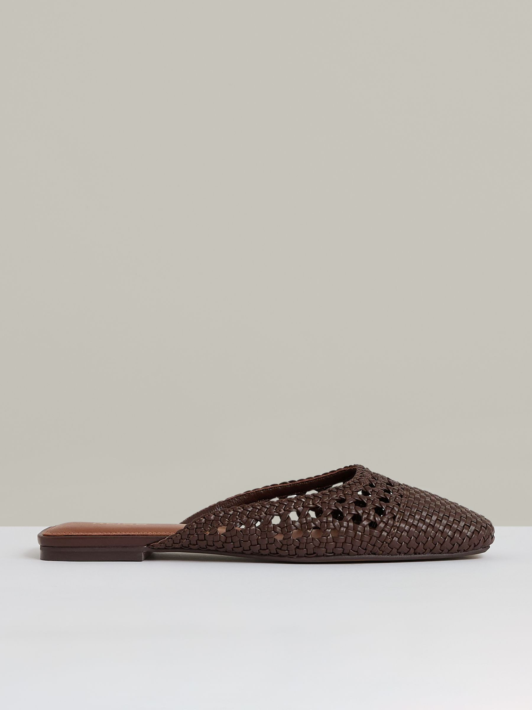 Woven Slip-On Mules in Chocolate | Reiss UK
