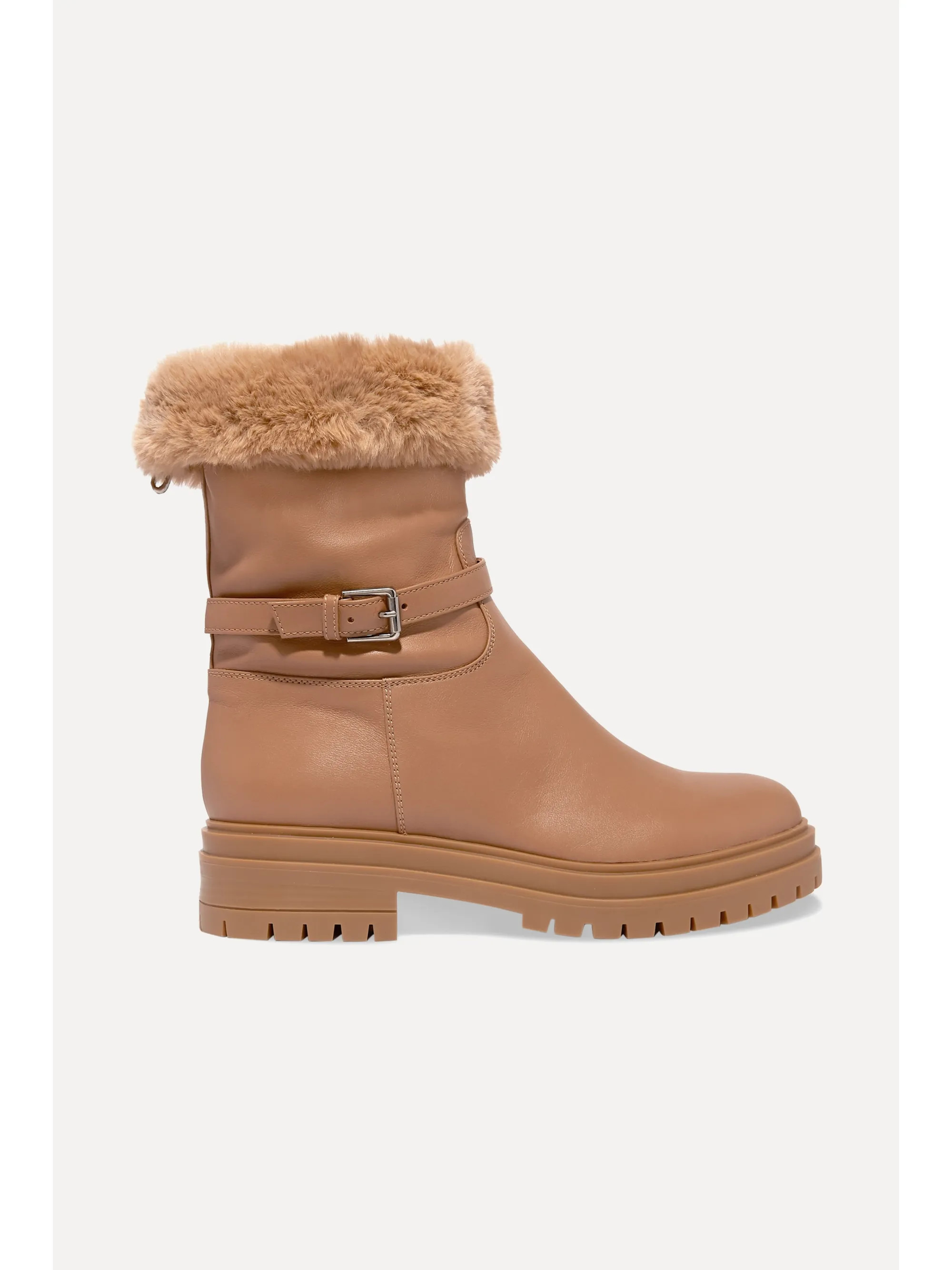 Beige Faux fur-lined leather boots | Gianvito Rossi | NET-A-PORTER | NET-A-PORTER (US)