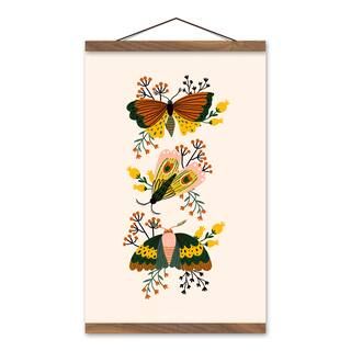 Floral Moths Teak Hanging Canvas Art | Michaels Stores