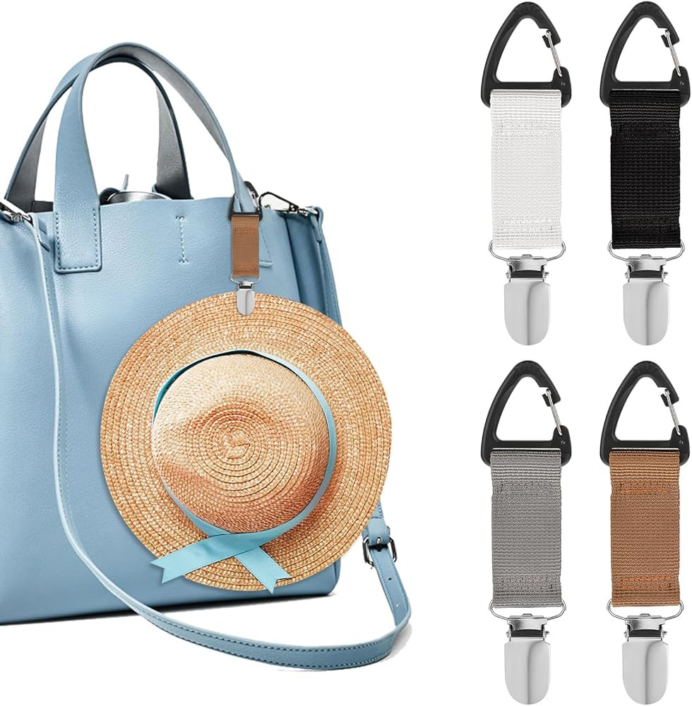 4Pcs Travel Hat Clip Elastic Hat Holder for Purse Hands-Free Bag Accessory for Traveling Bags Bac... | Amazon (US)