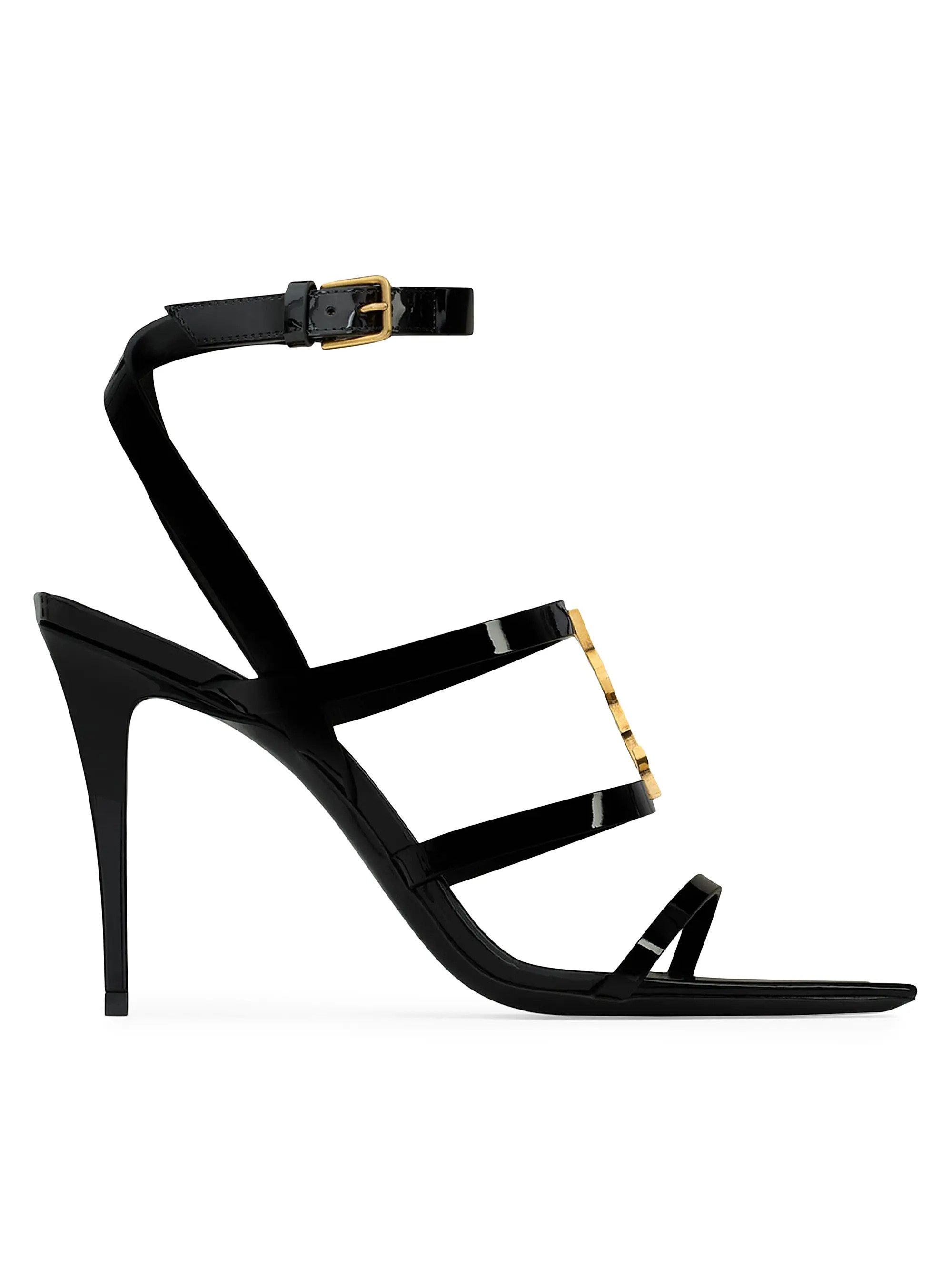 Saint Laurent Cassandra Sandals in Patent Leather | Saks Fifth Avenue | Saks Fifth Avenue