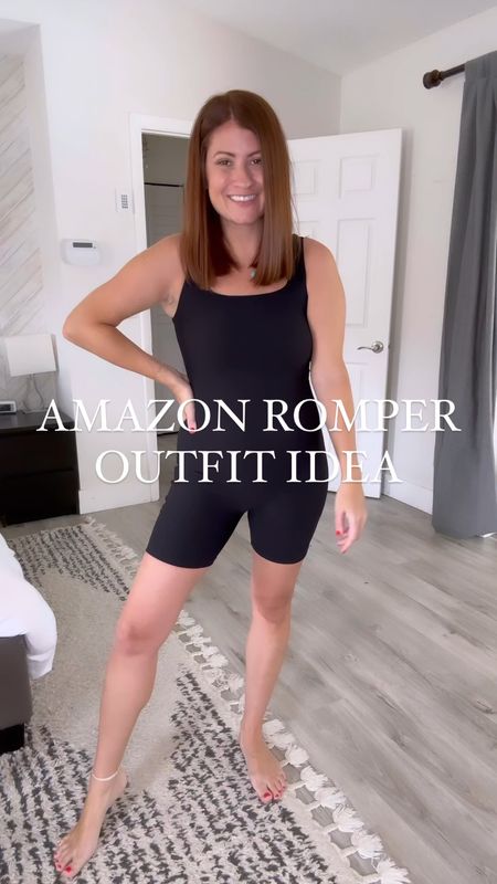 AMAZON ROMPER | Outfit Idea ✨ Love this ribbed onesie active romper from Amazon! So comfy and love the fit! Comes in tons of colors and I’m wearing a  medium! 

#LTKstyletip #LTKunder50 #LTKFind