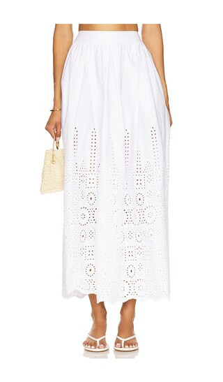 Embroidered Poplin Maxi Skirt in Sugar | Revolve Clothing (Global)
